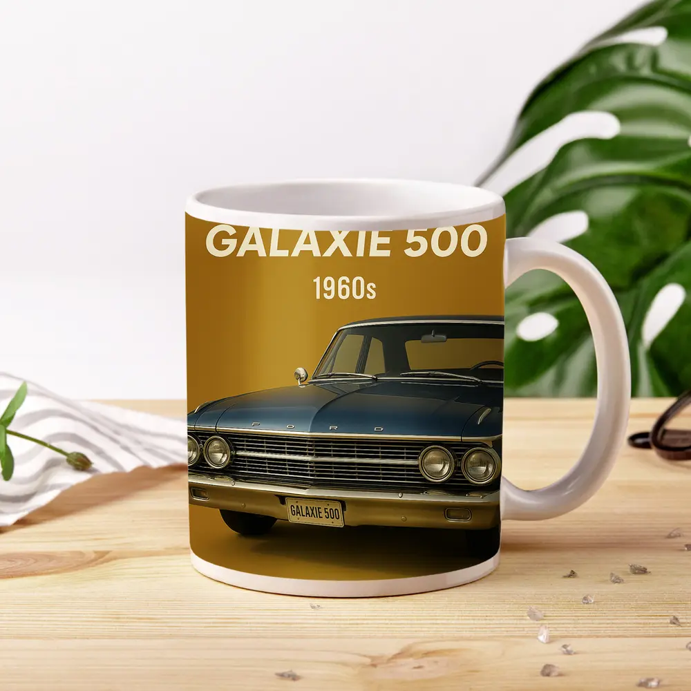 Ford Galaxie 500 Classic Car Gold Background – Mugs