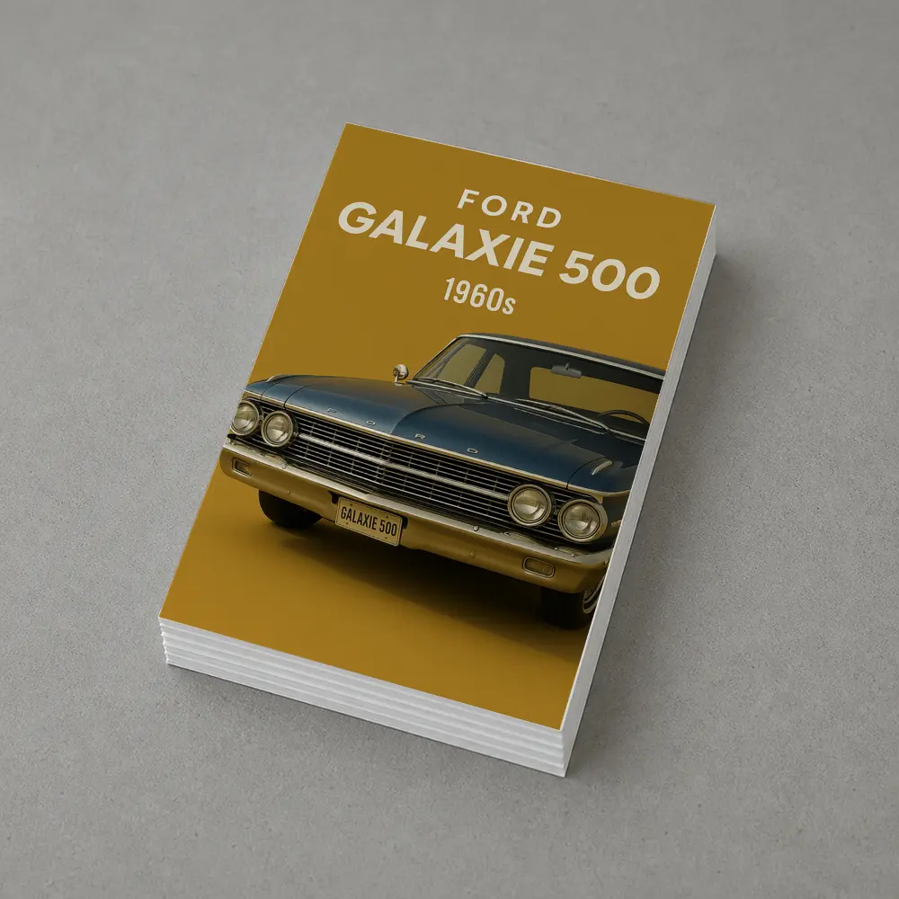 Ford Galaxie 500 Classic Car Gold Background – Postcards