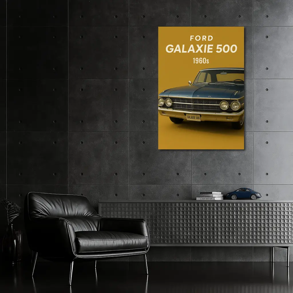 Ford Galaxie 500 Classic Car Gold Background – Wall Art