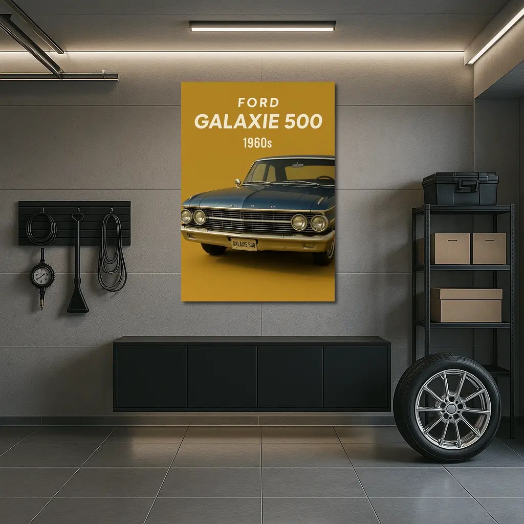 Ford Galaxie 500 Classic Car Gold Background – Wall Art