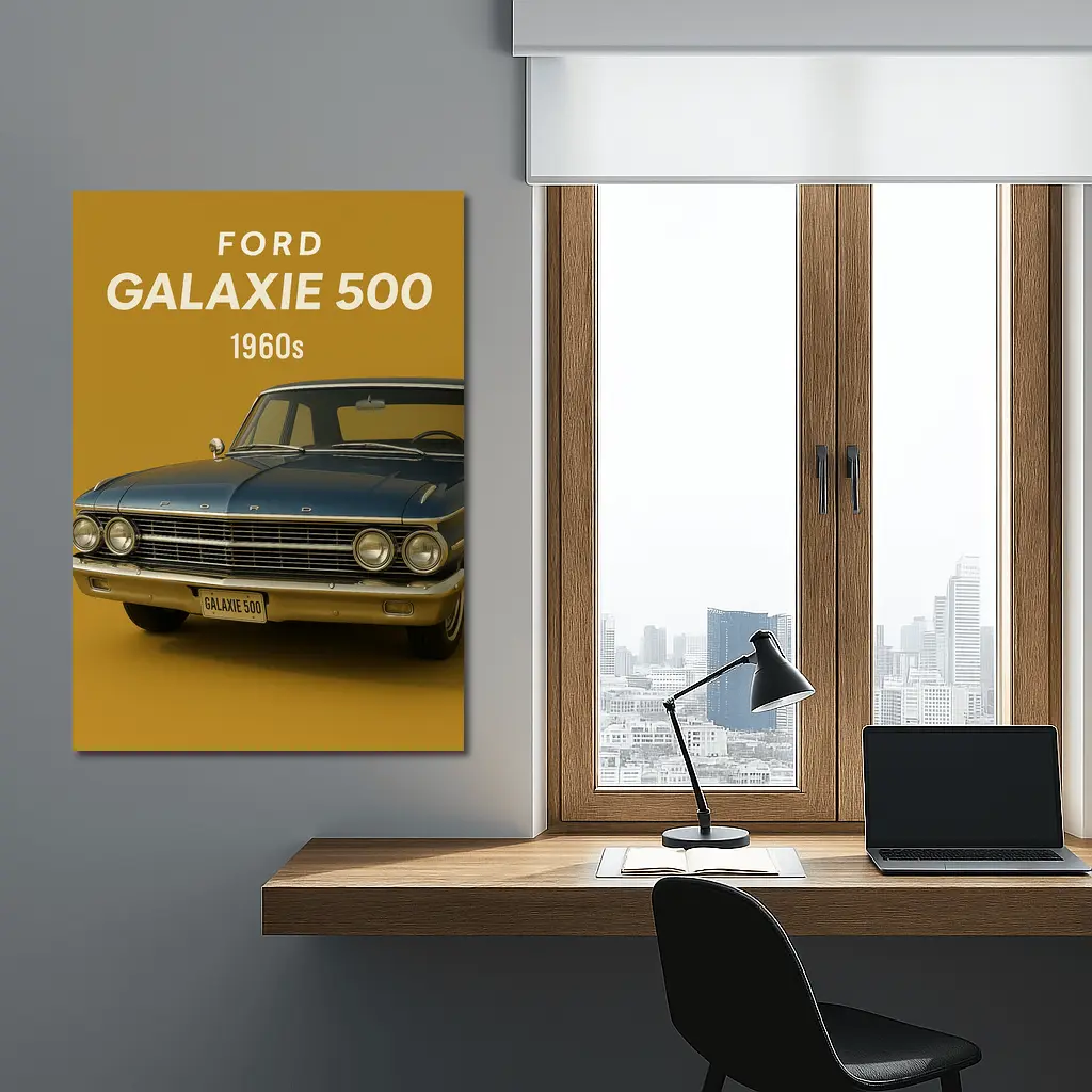 Ford Galaxie 500 Classic Car Gold Background – Wall Art