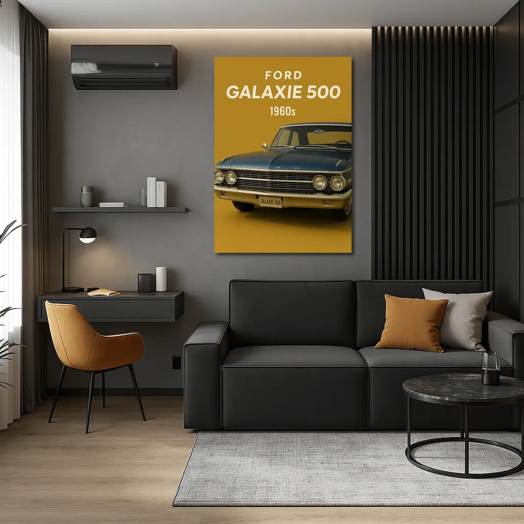 Ford Galaxie 500 Classic Car Gold Background – Wall Art