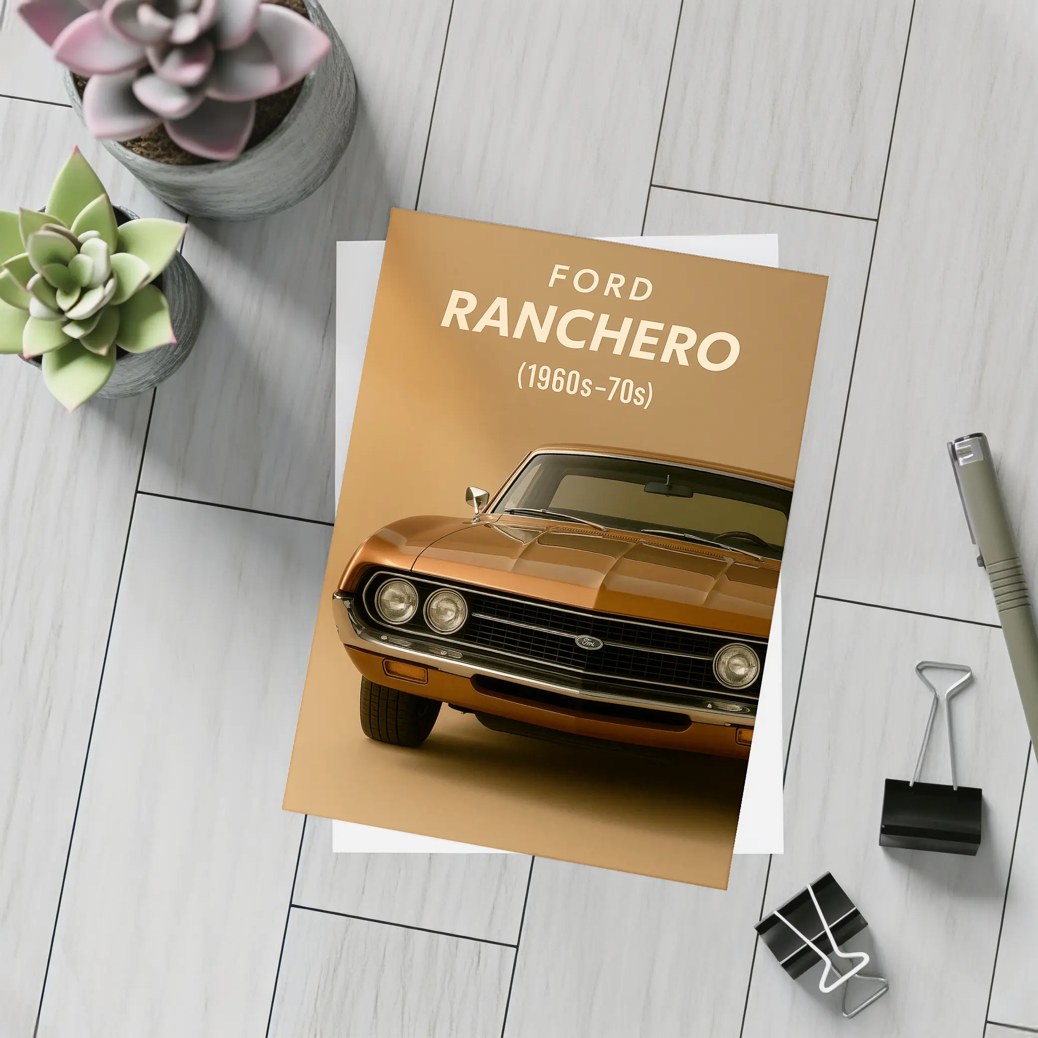 Ford Ranchero Classic Muscle Car Beige – Postcards