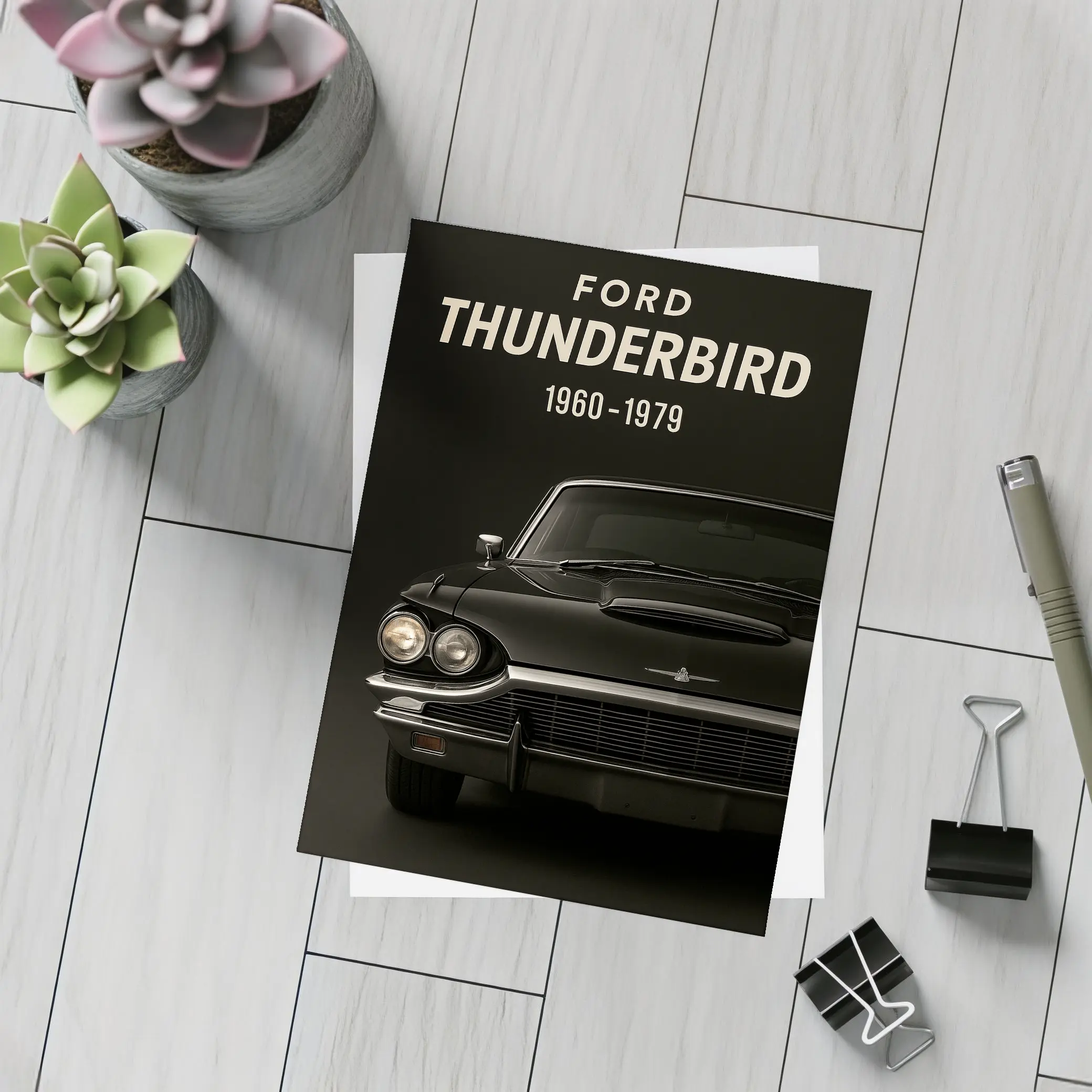 Ford Thunderbird Classic Car Dark Background – Postcards