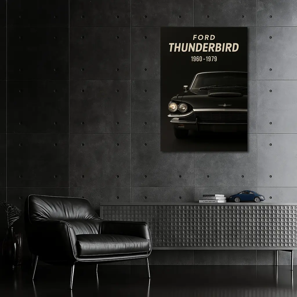 Ford Thunderbird Classic Car Dark Background – Wall Art