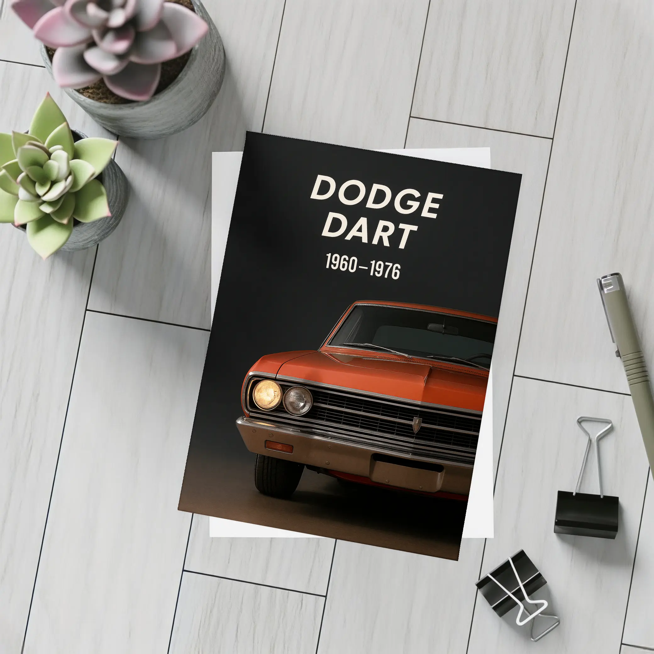 Dodge Dart Classic Muscle Car Dark Background – Postcards