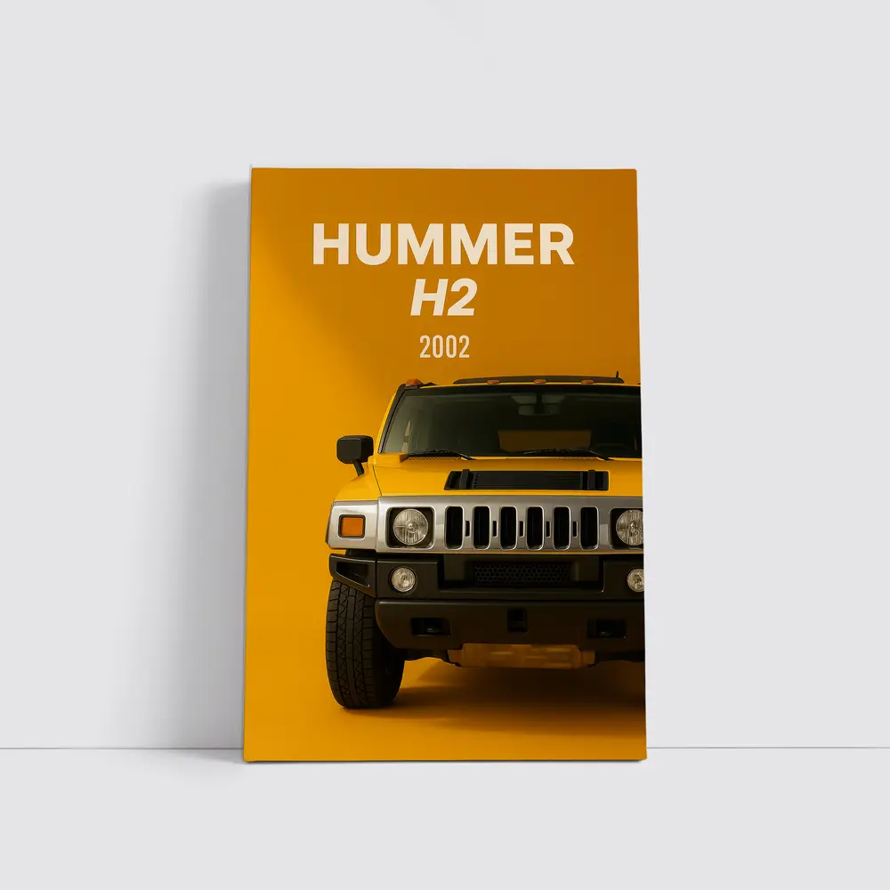 Hummer H2 2002 Yellow Studio Front View – Wall Art