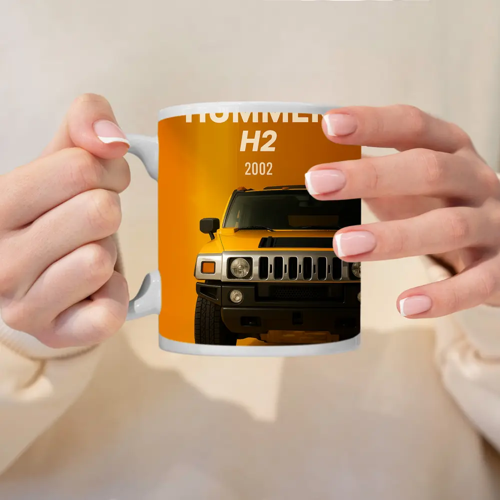 Hummer H2 2002 Yellow Studio Front View – Mugs