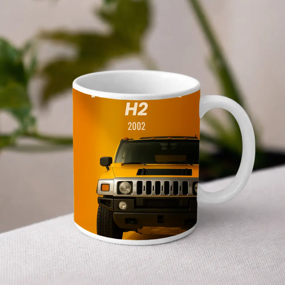 Hummer H2 2002 Yellow Studio Front View – Mugs