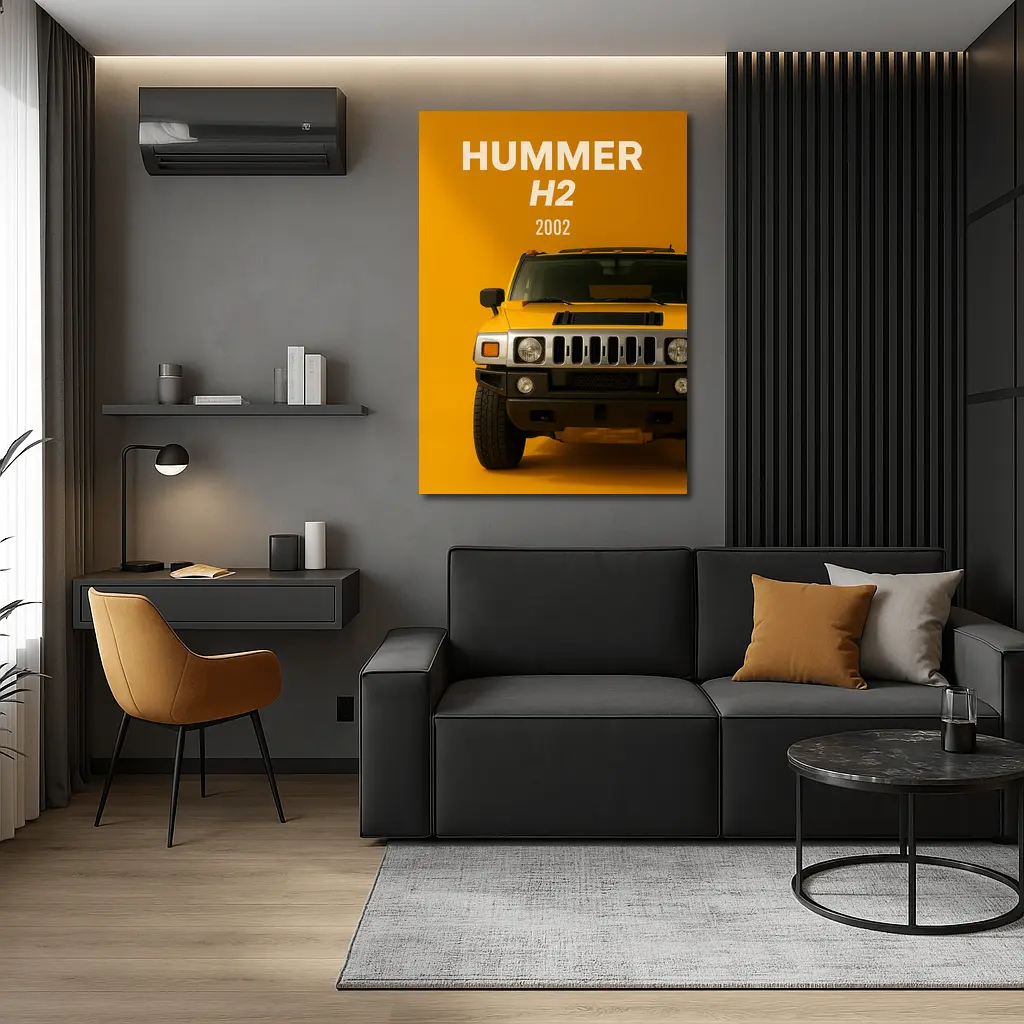 Hummer H2 2002 Yellow Studio Front View – Wall Art