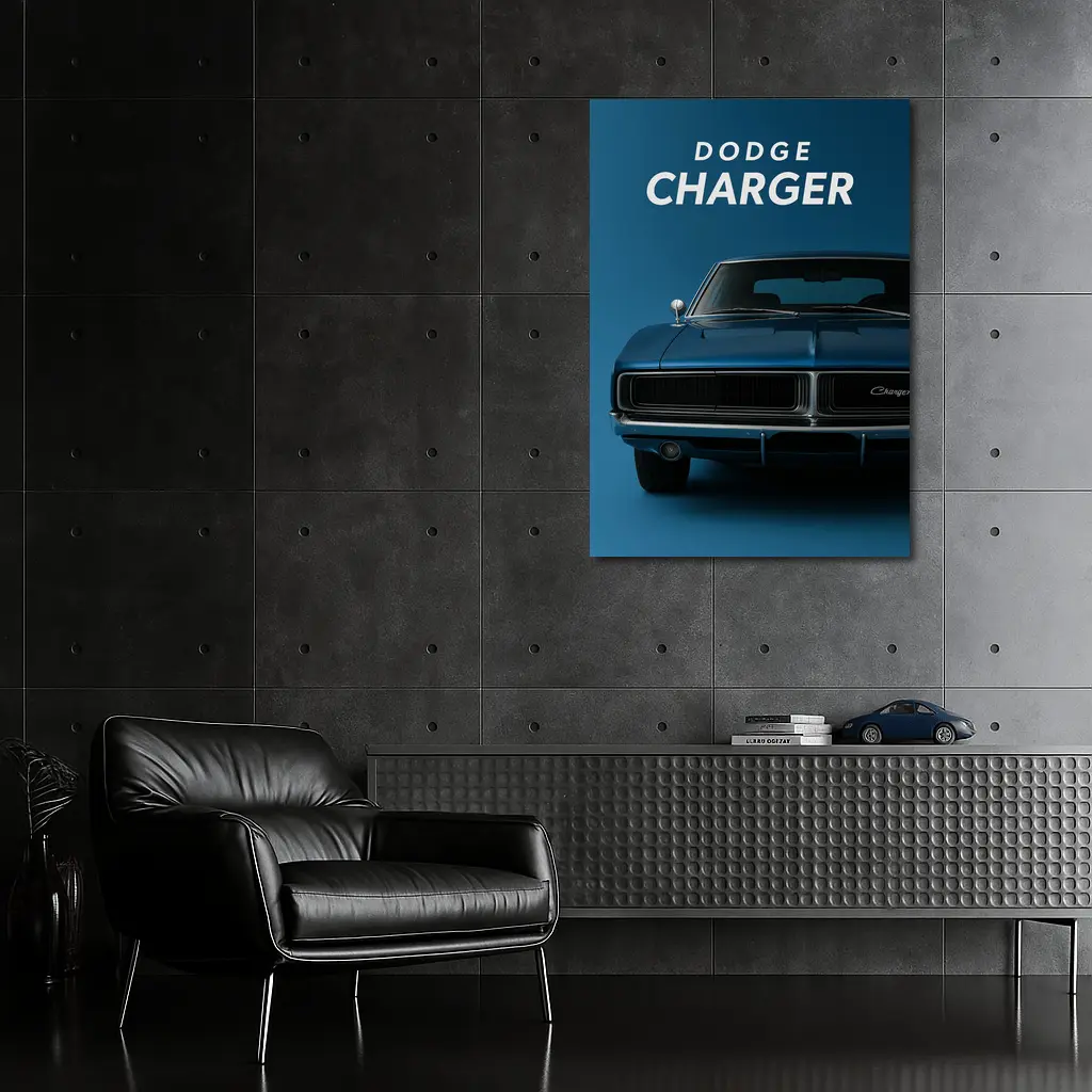 Dodge Charger Classic Muscle Car Blue – Wall Art