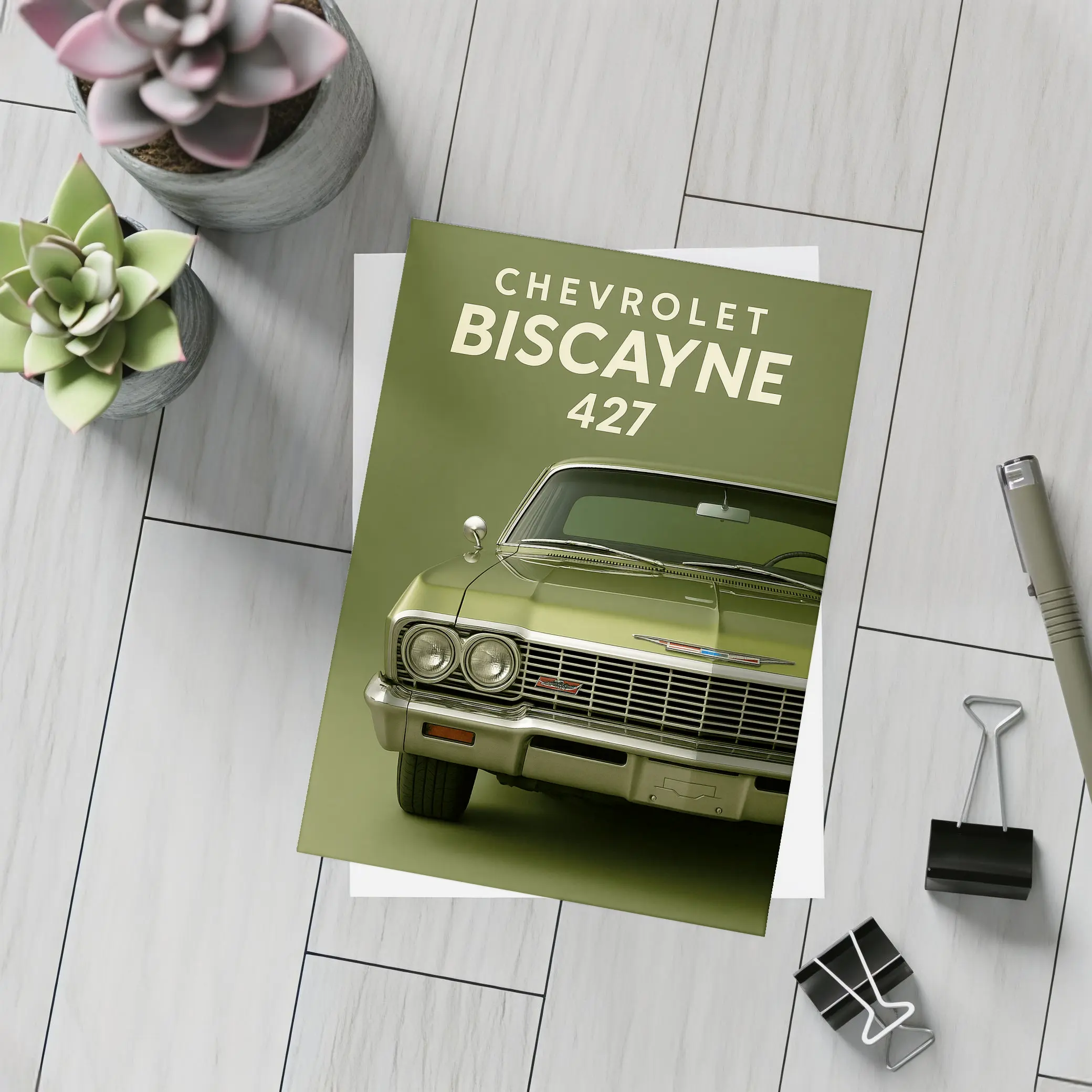 Chevrolet Biscayne 427 Classic Car Green – Postcards