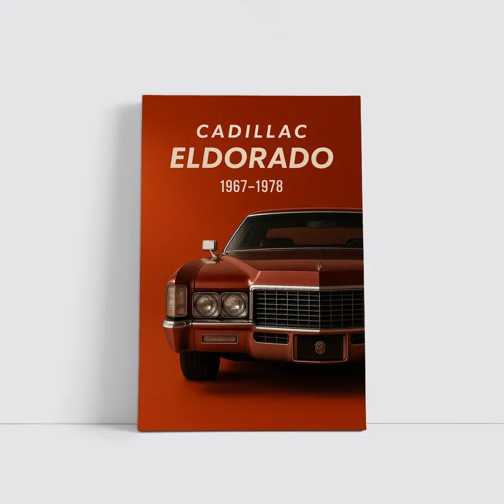 Cadillac Eldorado Classic Car Red Background – Wall Art