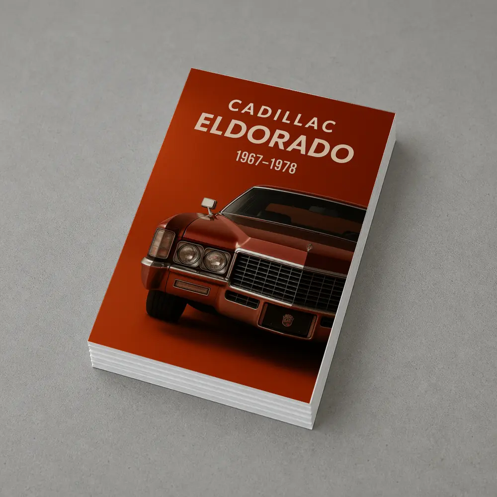 Cadillac Eldorado Classic Car Red Background – Postcards