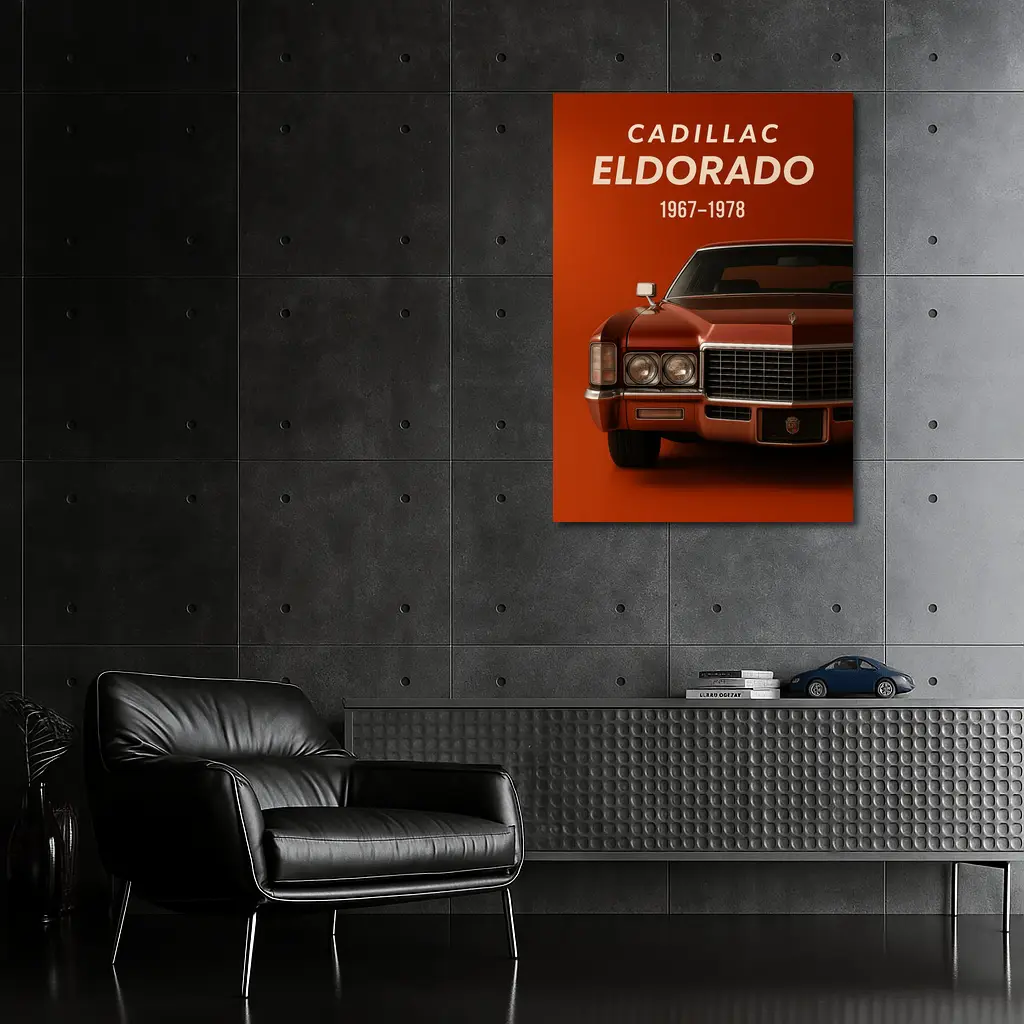 Cadillac Eldorado Classic Car Red Background – Wall Art