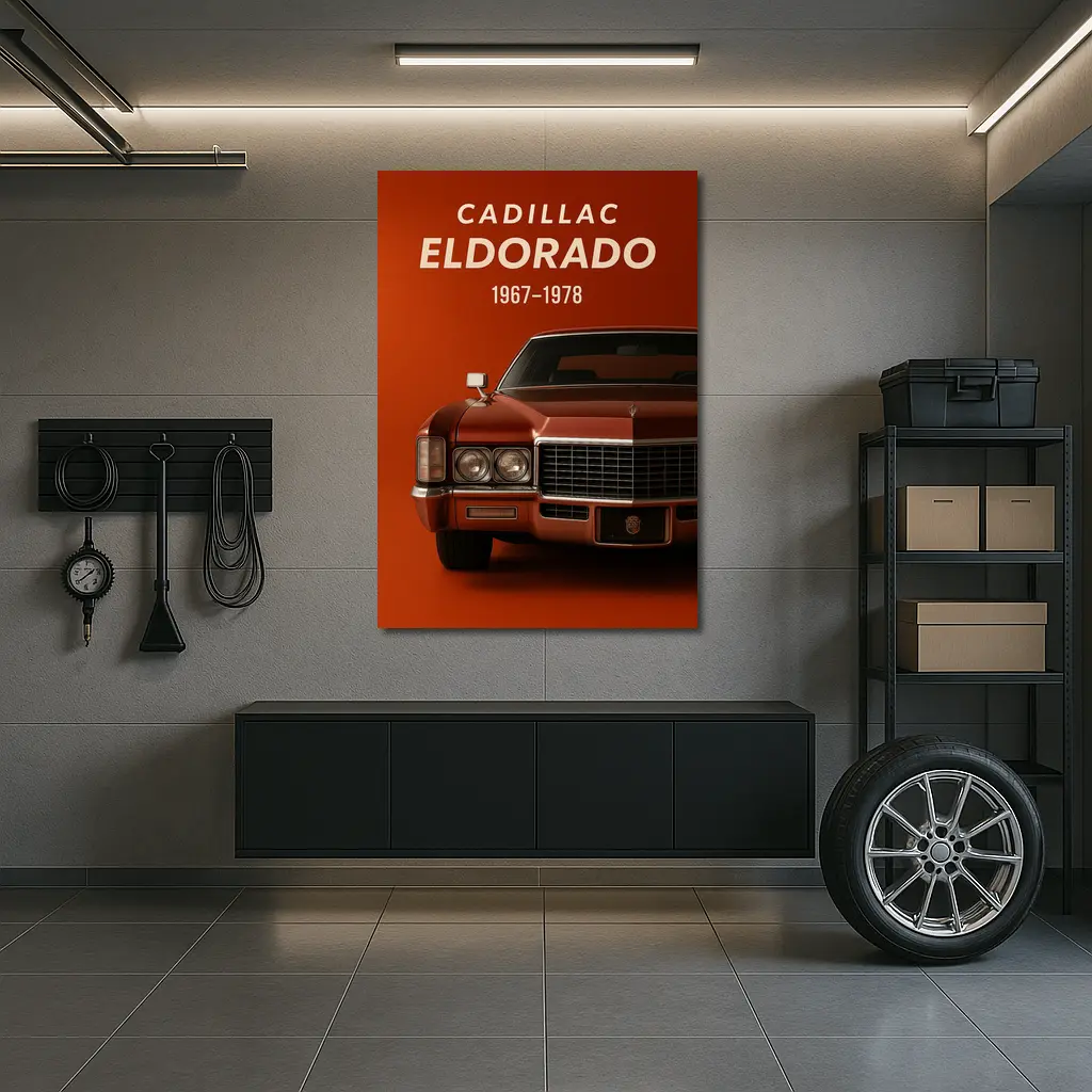 Cadillac Eldorado Classic Car Red Background – Wall Art
