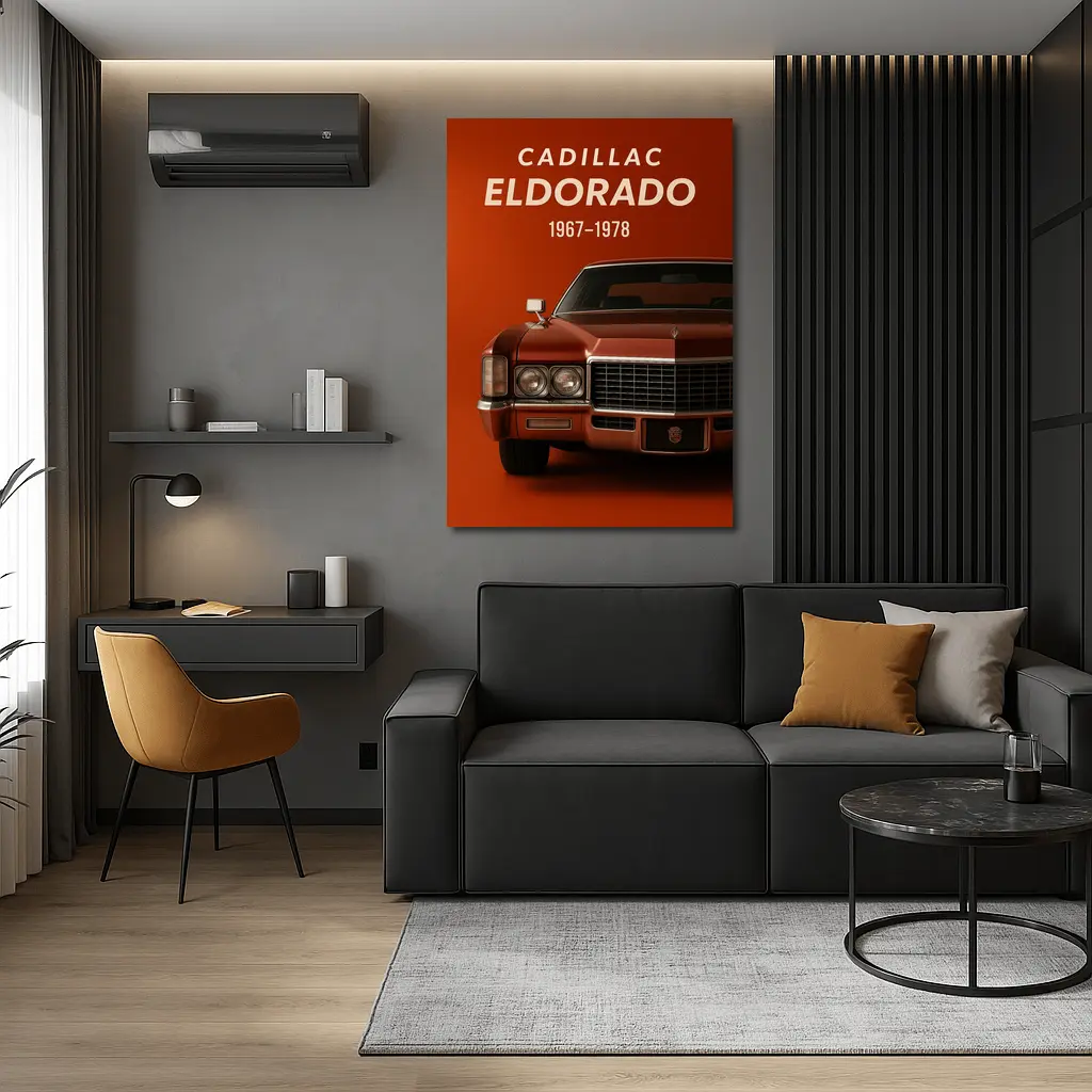 Cadillac Eldorado Classic Car Red Background – Wall Art