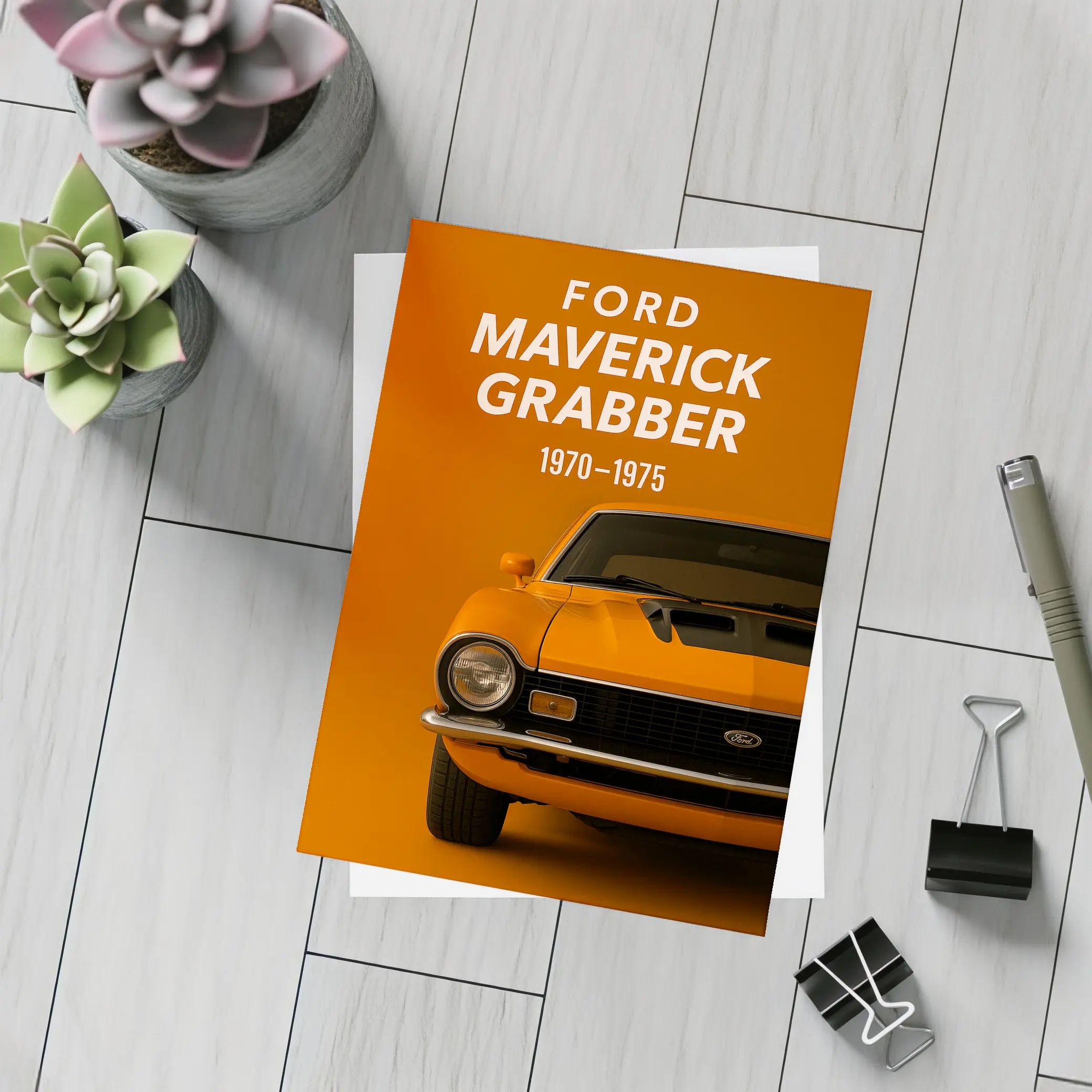 Ford Maverick Grabber Classic Muscle Car Orange – Postcards