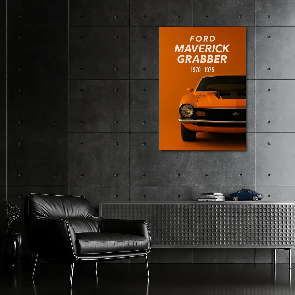 Ford Maverick Grabber Classic Muscle Car Orange – Wall Art