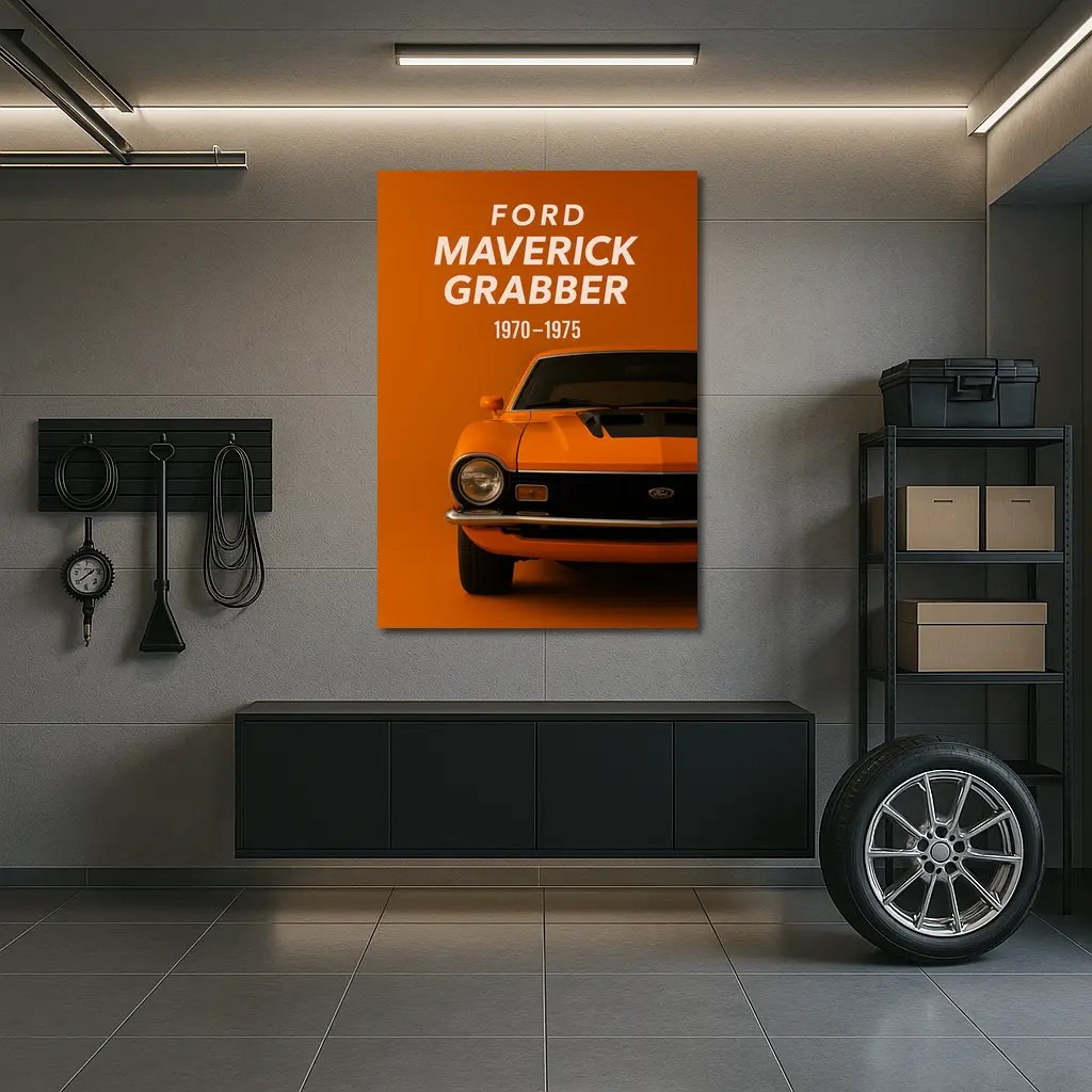Ford Maverick Grabber Classic Muscle Car Orange – Wall Art