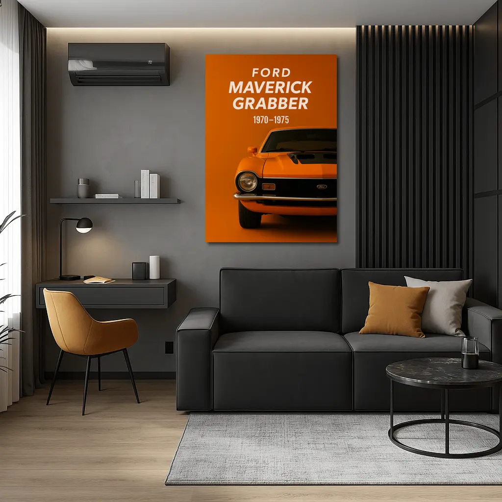 Ford Maverick Grabber Classic Muscle Car Orange – Wall Art