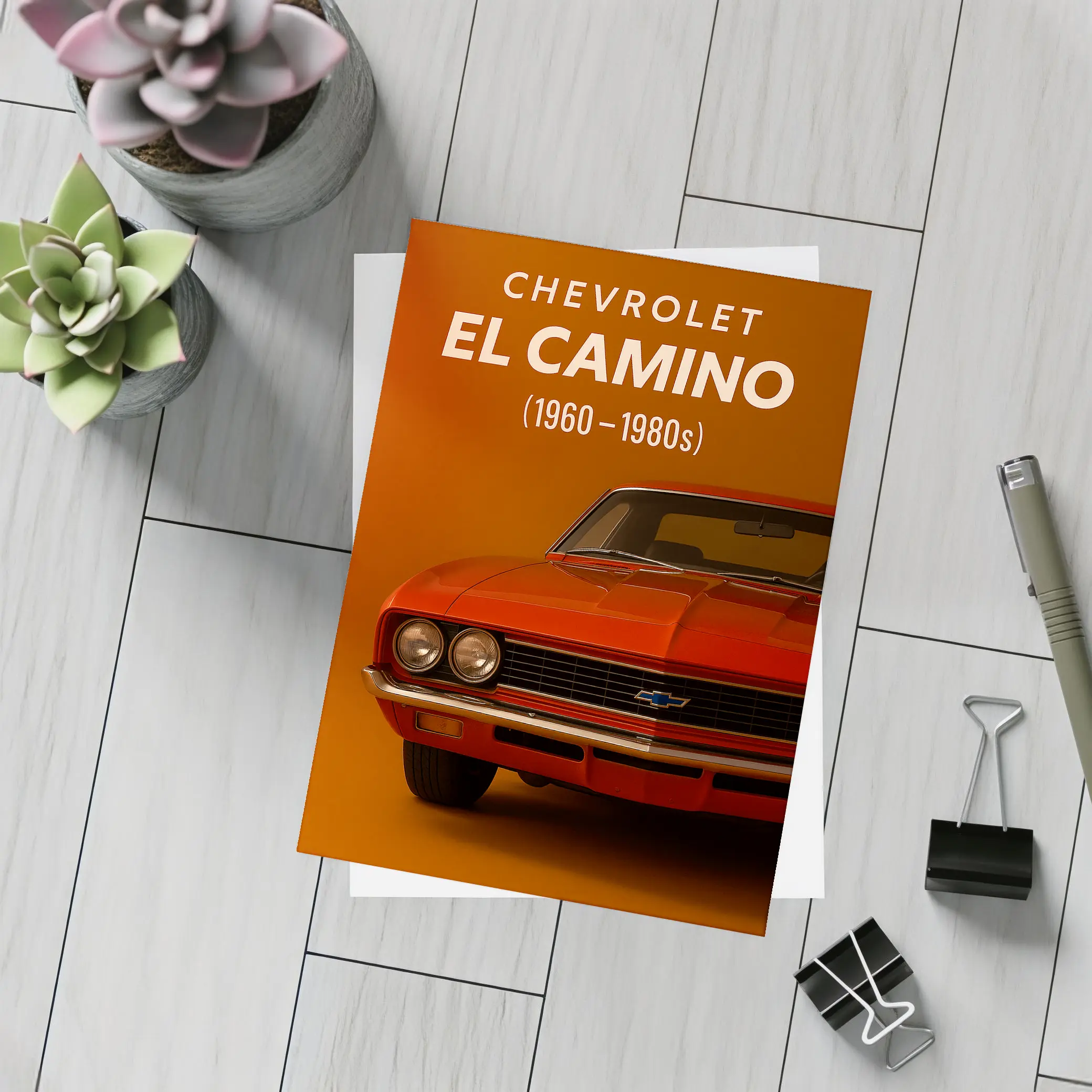 Chevrolet El Camino Classic Muscle Car Orange – Postcards