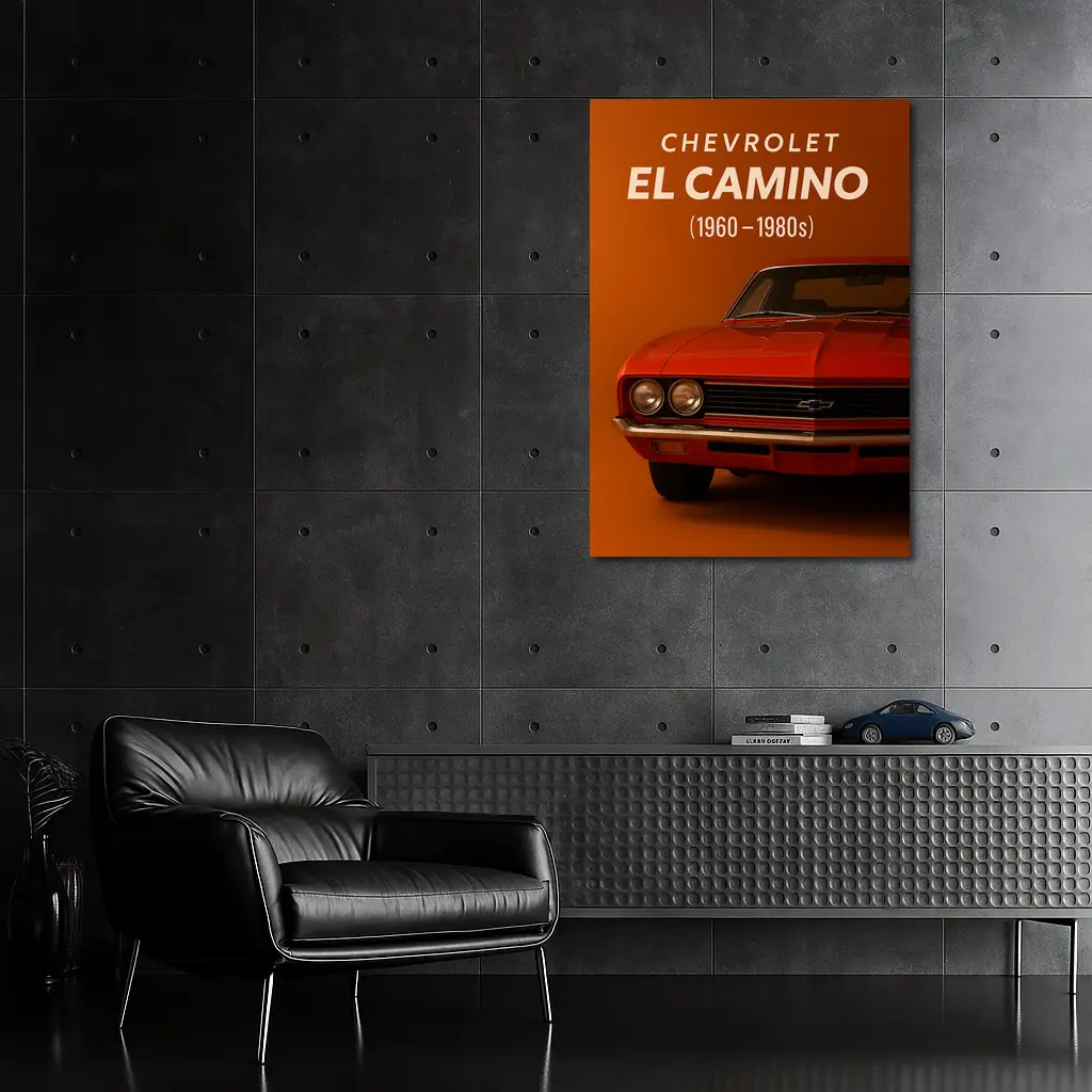Chevrolet El Camino Classic Muscle Car Orange – Wall Art