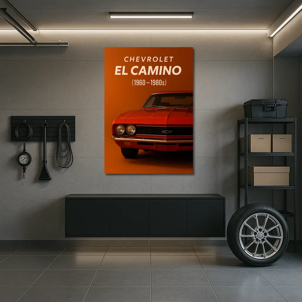 Chevrolet El Camino Classic Muscle Car Orange – Wall Art