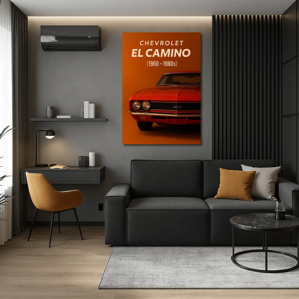 Chevrolet El Camino Classic Muscle Car Orange – Wall Art