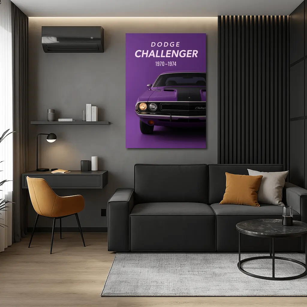 Dodge Challenger Classic Muscle Car Purple – Wall Art