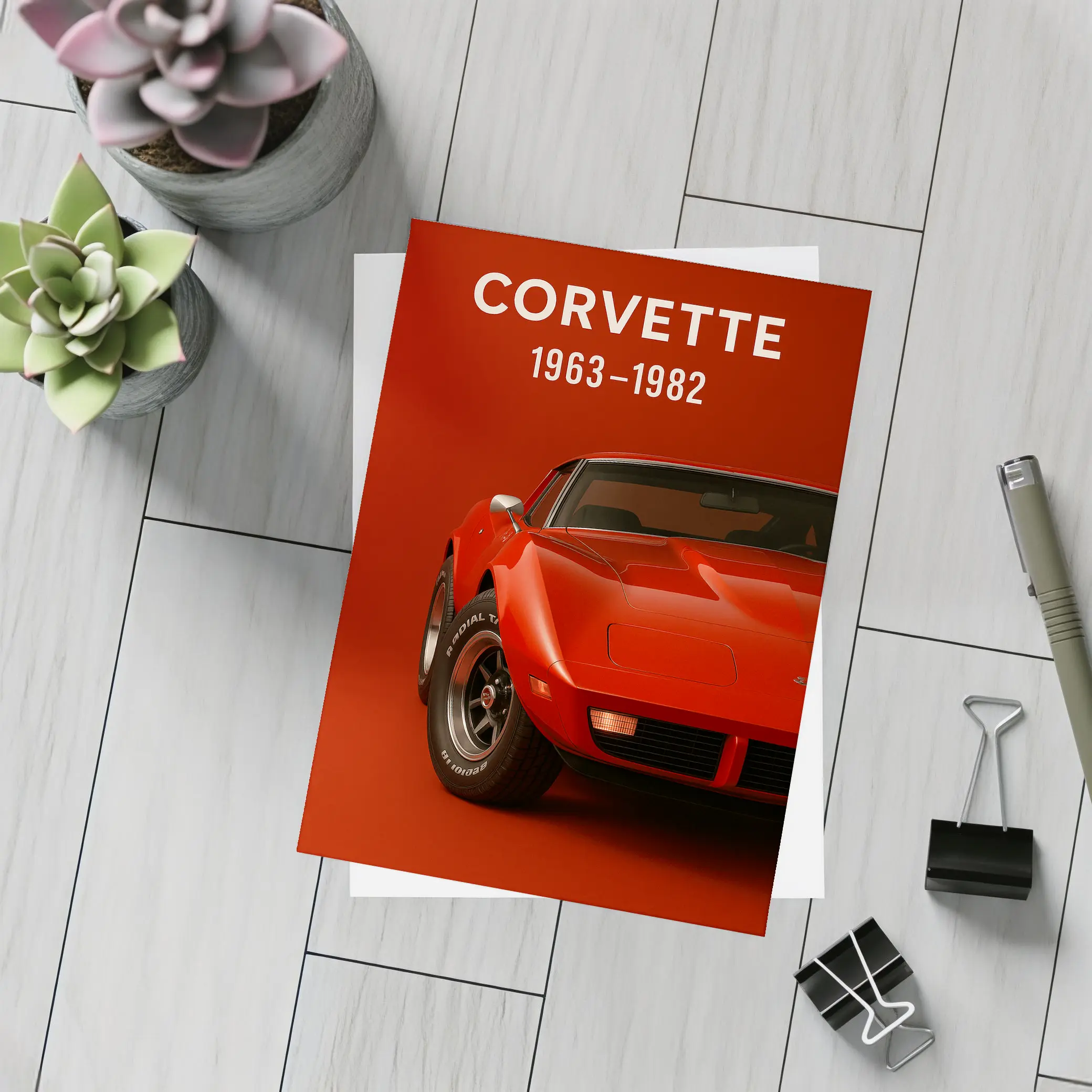 Chevrolet Corvette Classic Red Muscle Car Art – Postcards