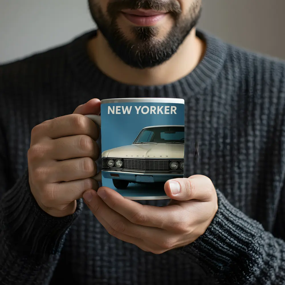 Chrysler New Yorker Classic Car Blue Background – Mugs