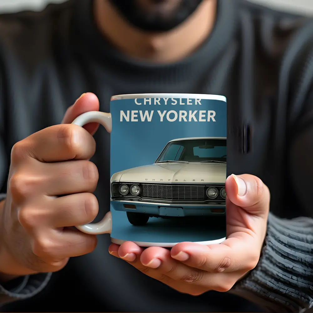 Chrysler New Yorker Classic Car Blue Background – Mugs