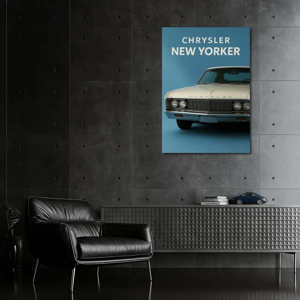 Chrysler New Yorker Classic Car Blue Background – Wall Art