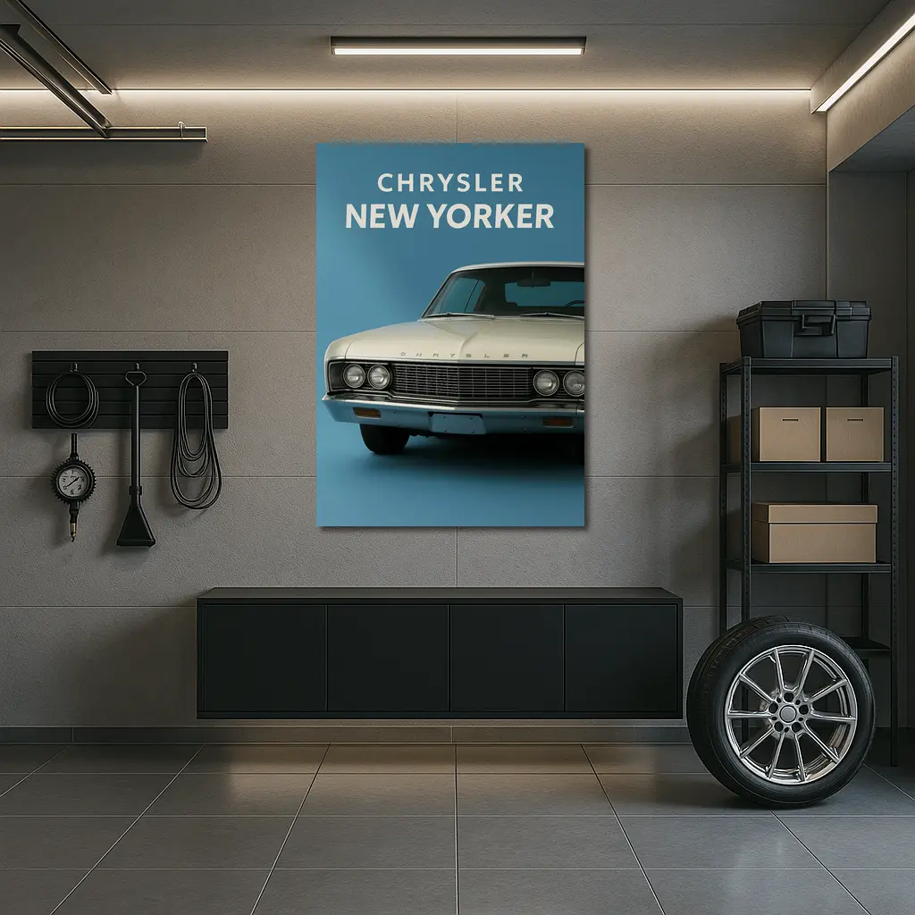 Chrysler New Yorker Classic Car Blue Background – Wall Art