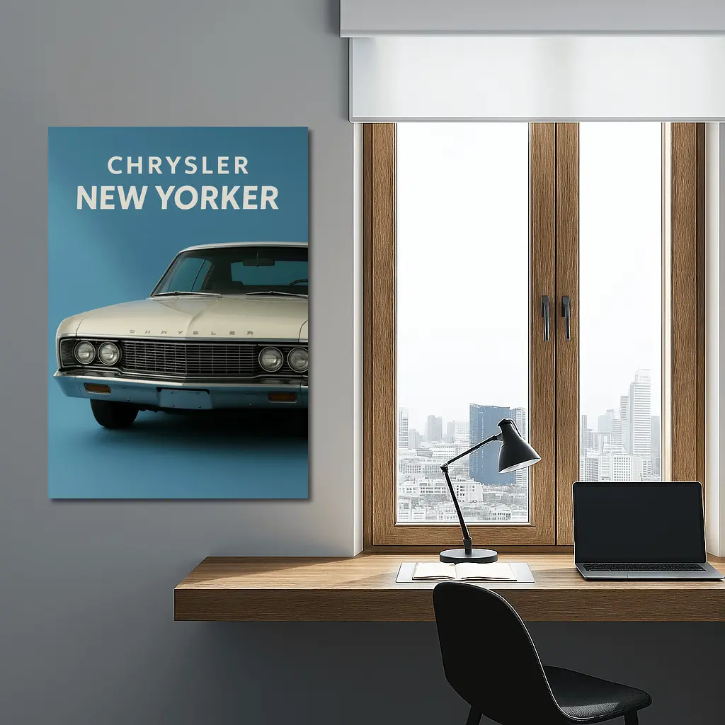 Chrysler New Yorker Classic Car Blue Background – Wall Art