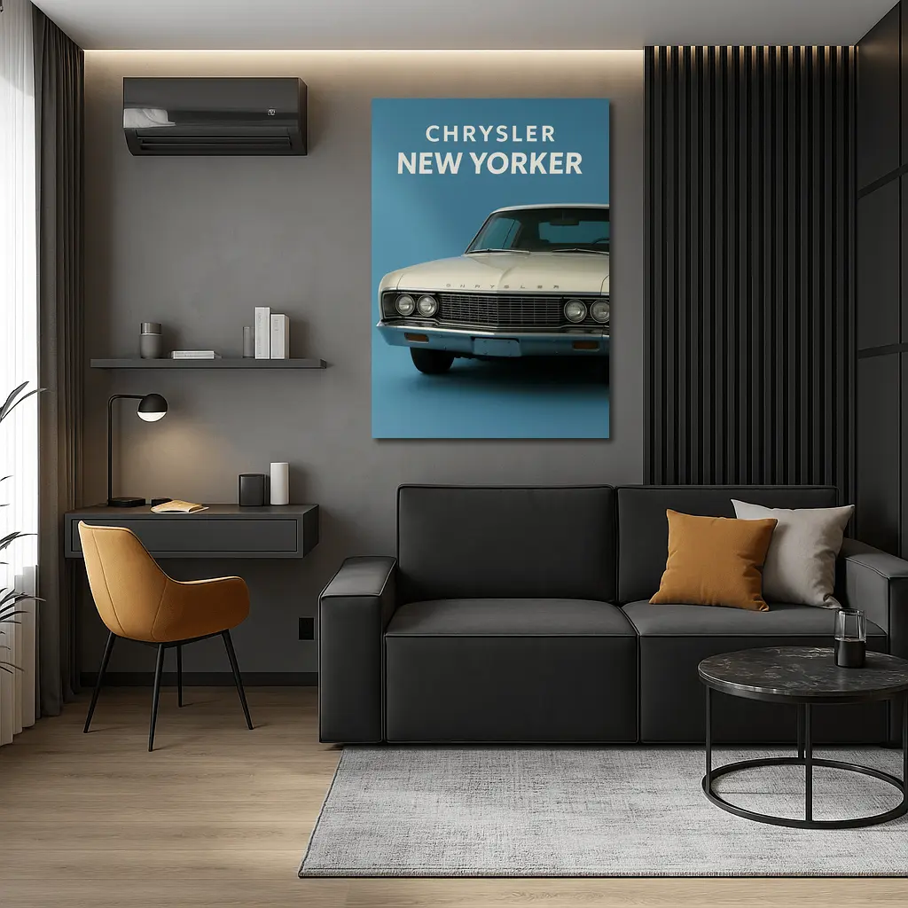 Chrysler New Yorker Classic Car Blue Background – Wall Art