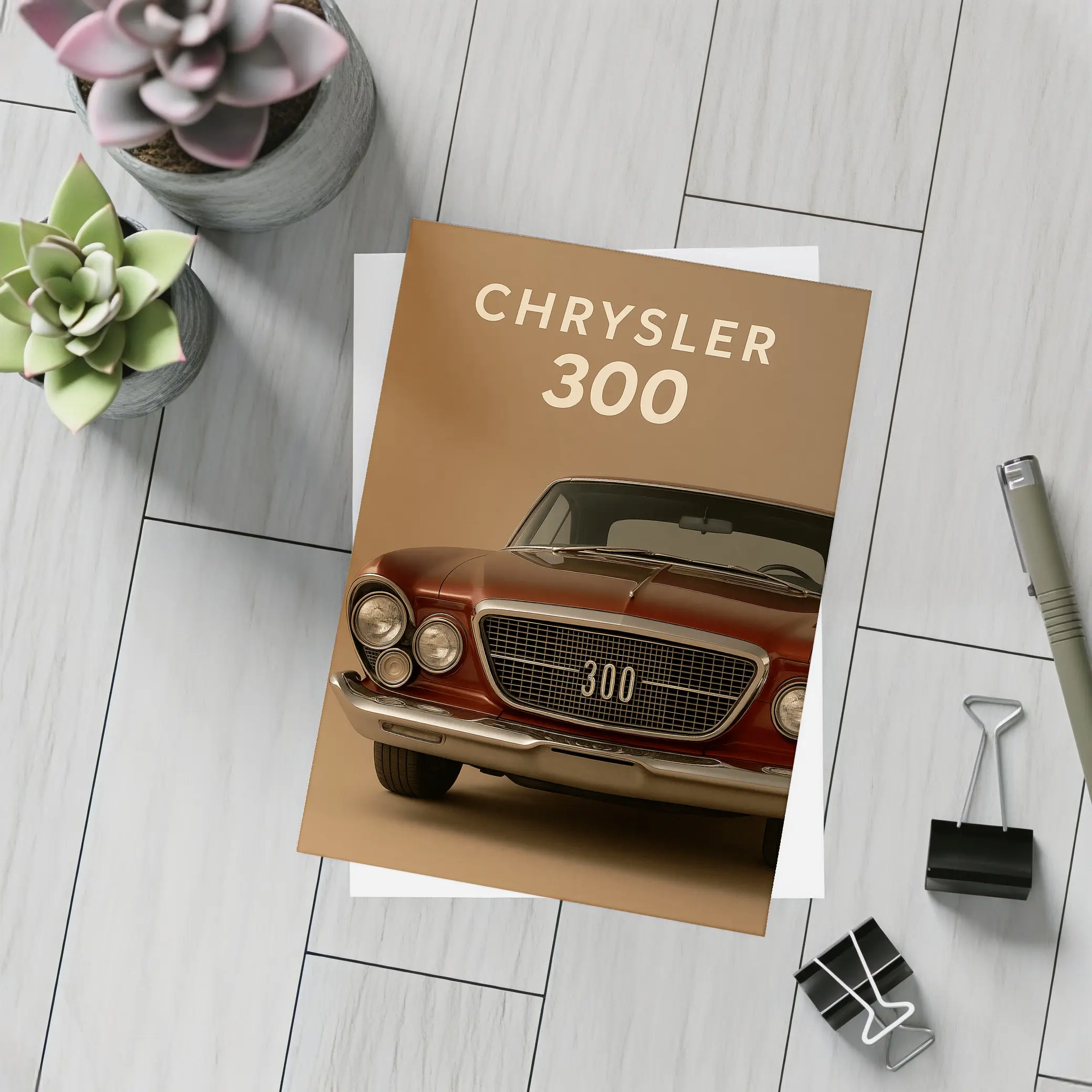 Chrysler 300 Classic Car Beige Background – Postcards