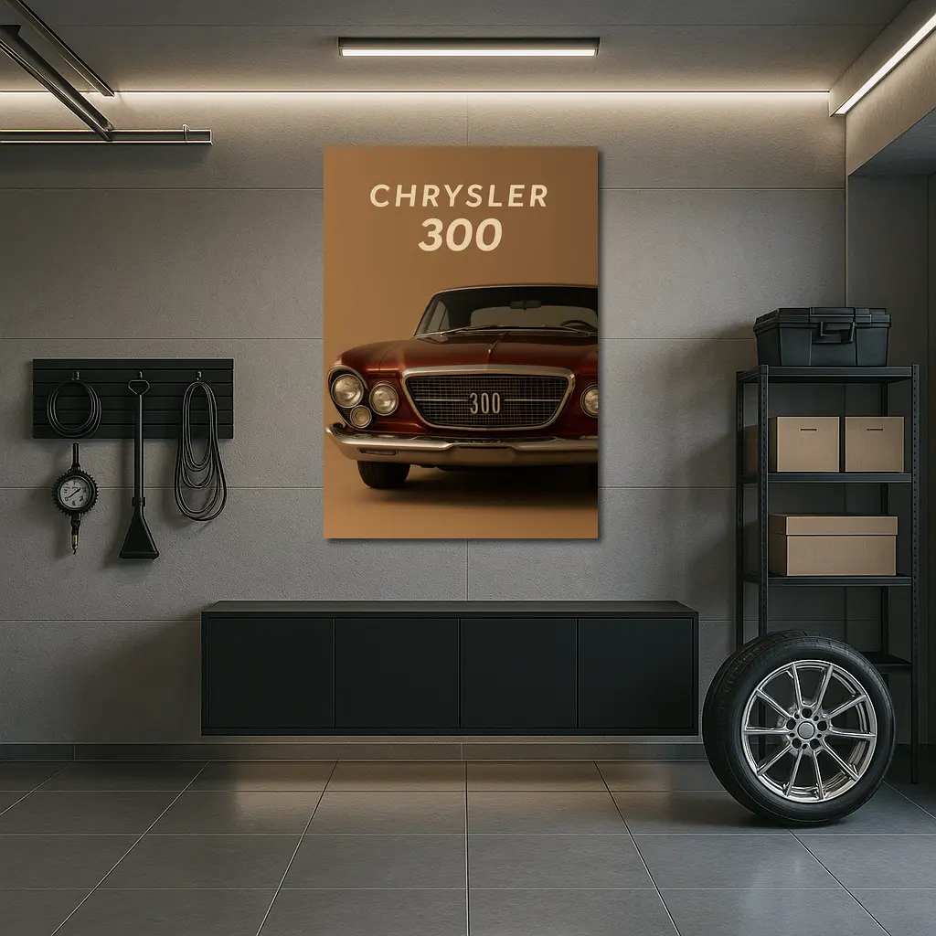 Chrysler 300 Classic Car Beige Background – Wall Art