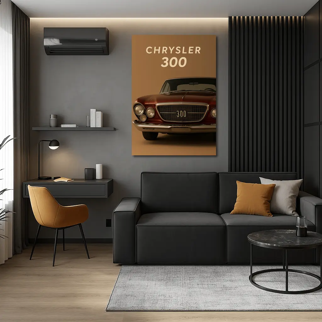 Chrysler 300 Classic Car Beige Background – Wall Art