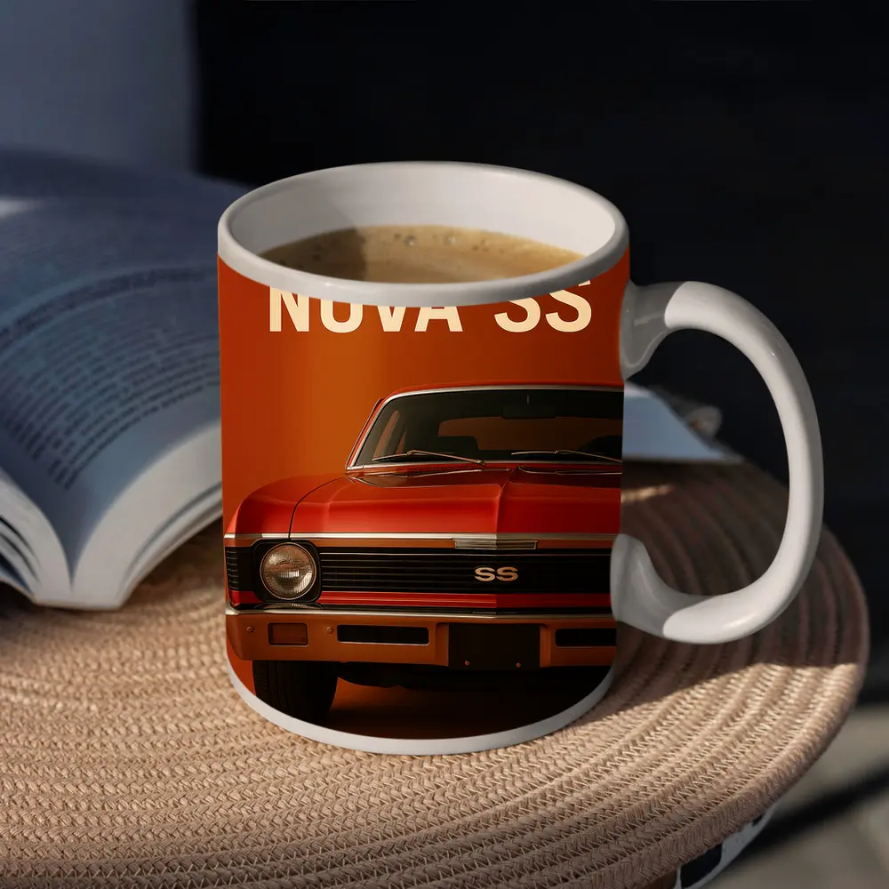 Chevrolet Nova SS Red Muscle Car Art – Mugs