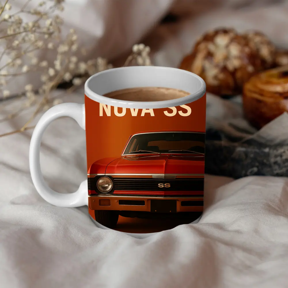 Chevrolet Nova SS Red Muscle Car Art – Mugs
