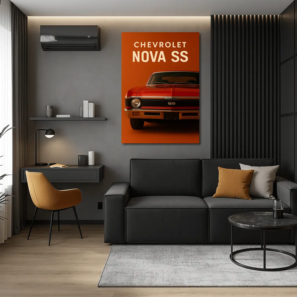 Chevrolet Nova SS Red Muscle Car Art – Wall Art
