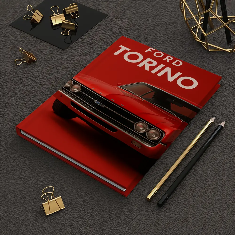Ford Torino Classic Muscle Car Red Background – Notebooks