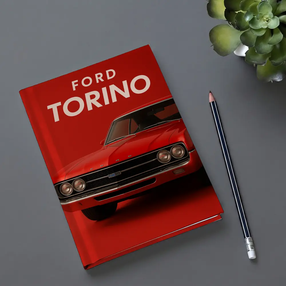 Ford Torino Classic Muscle Car Red Background – Notebooks