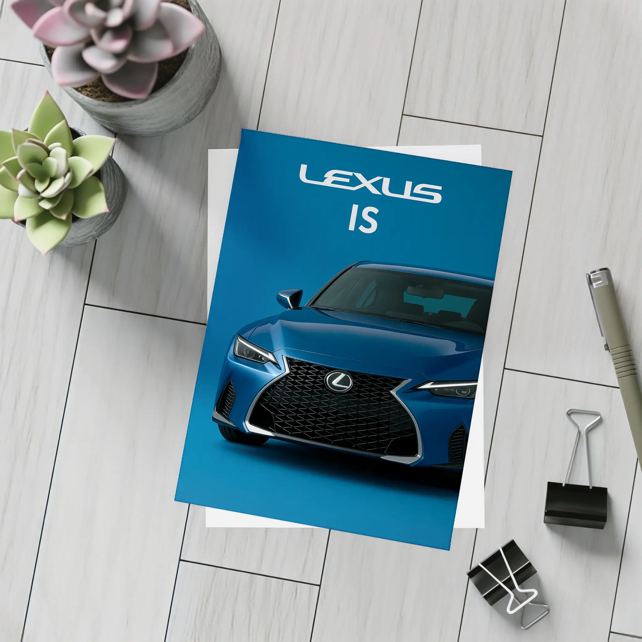 Lexus IS Blue Studio Front View – Postcards