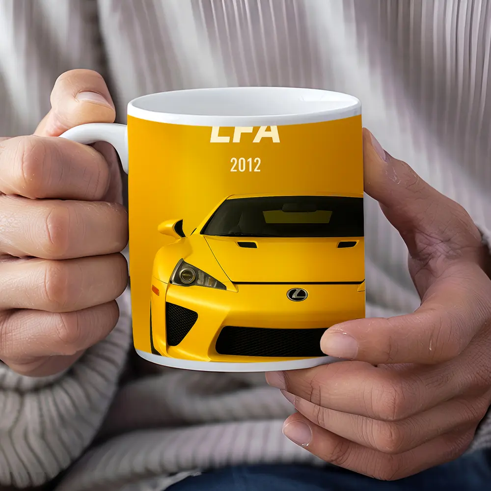 Lexus LFA Yellow Supercar Front View – Mugs