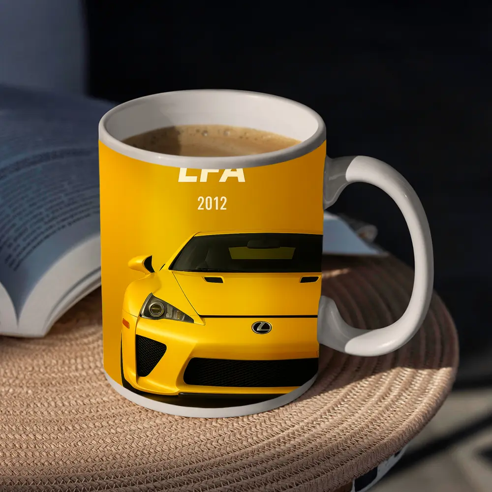 Lexus LFA Yellow Supercar Front View – Mugs