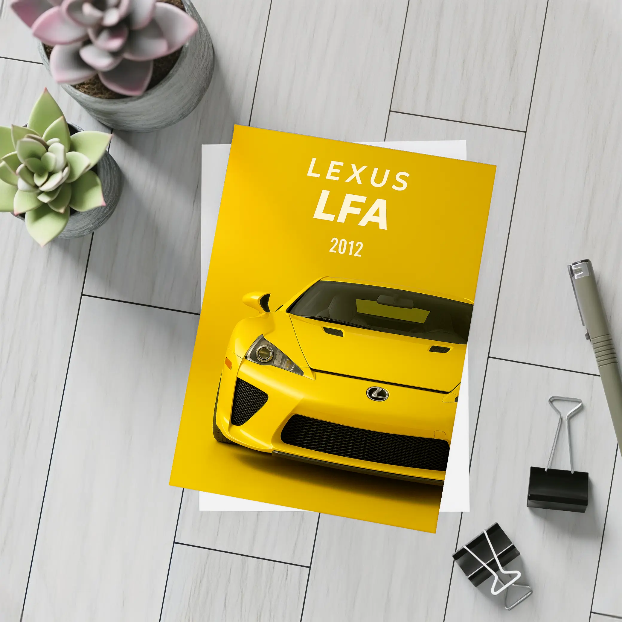 Lexus LFA Yellow Supercar Front View – Postcards