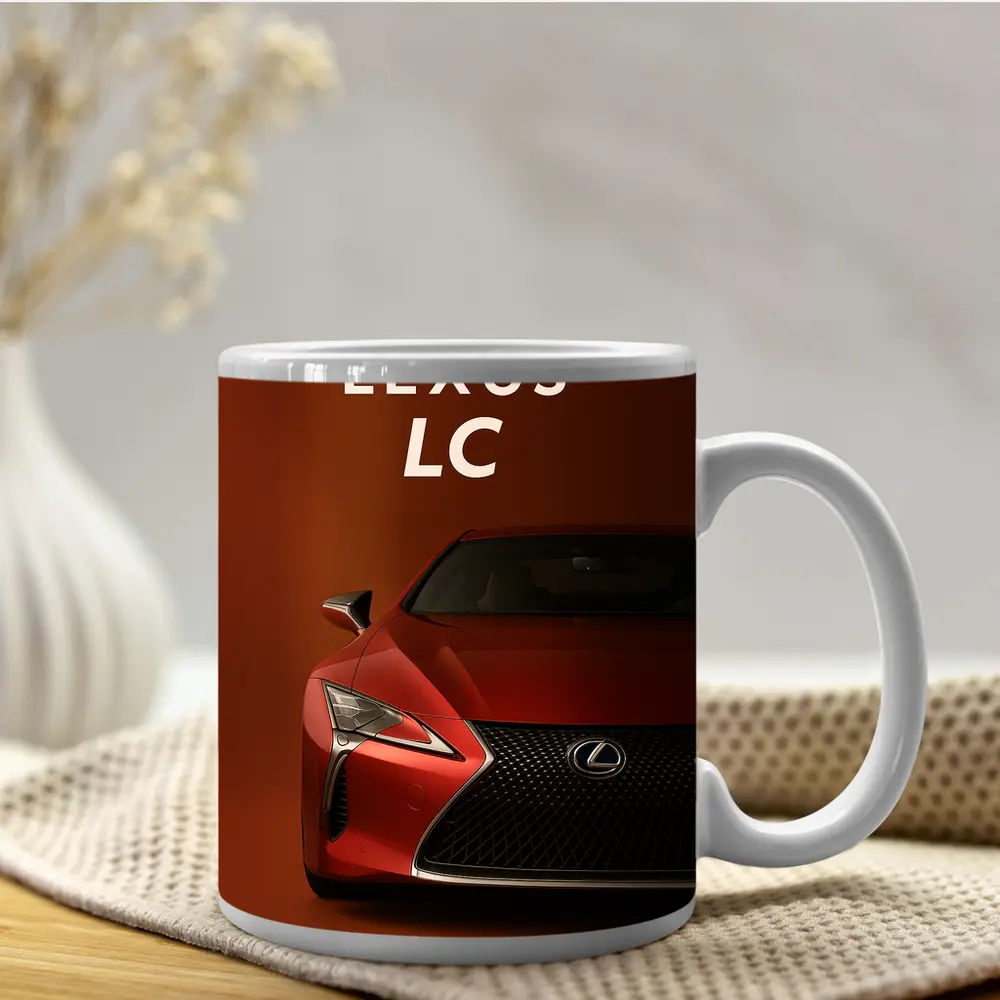 Lexus LC Red Sports Car Front View – Mugs
